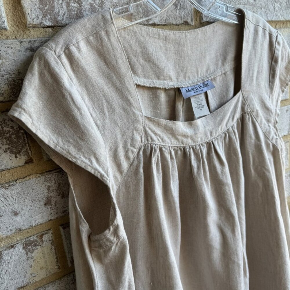 Match Point 100% Linen Sleeveless Square Neck Blouse Women's Size M. - Picture 6 of 7
